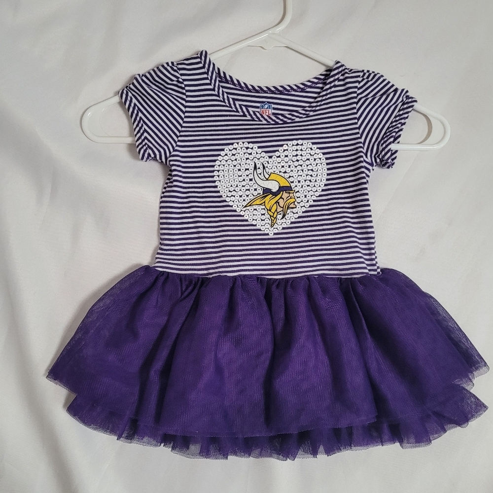 NFL Minnesota Vikings Baby Size 18 Months Short Sleeve Dress